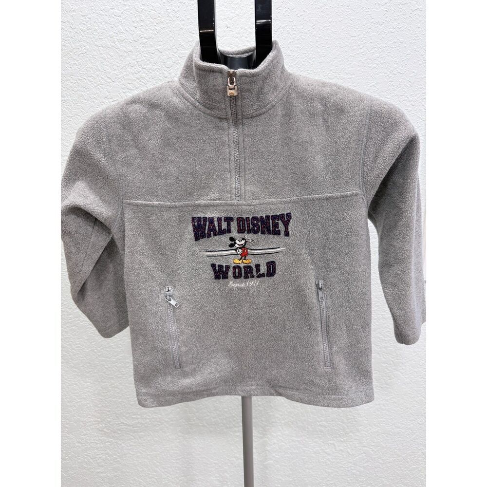 Vintage Walt Disney World Kids Toddler Fleece 1/4 Zip Sweatshirt Mickey Mouse Sm